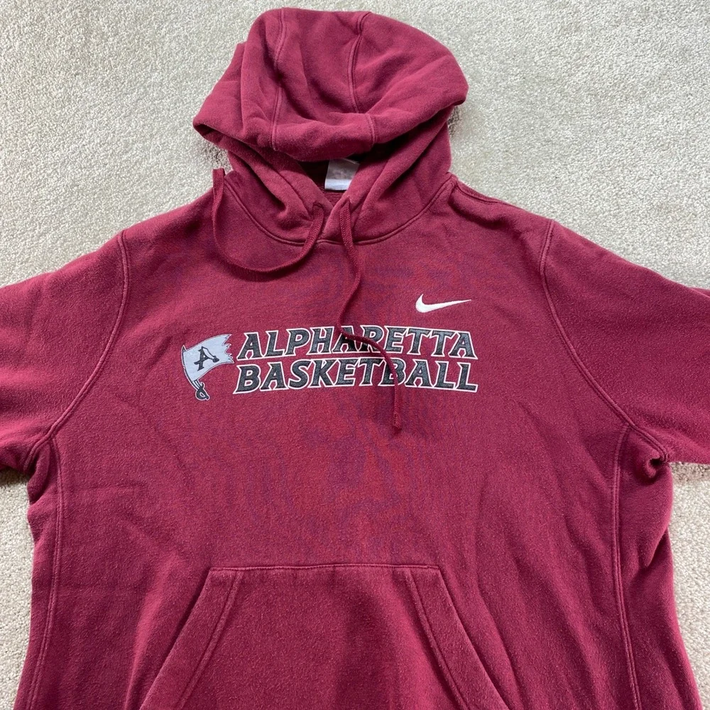 Nike Sweater Mens Size Large Alpharetta Basketball Hoodie‎ Maroon Pullover